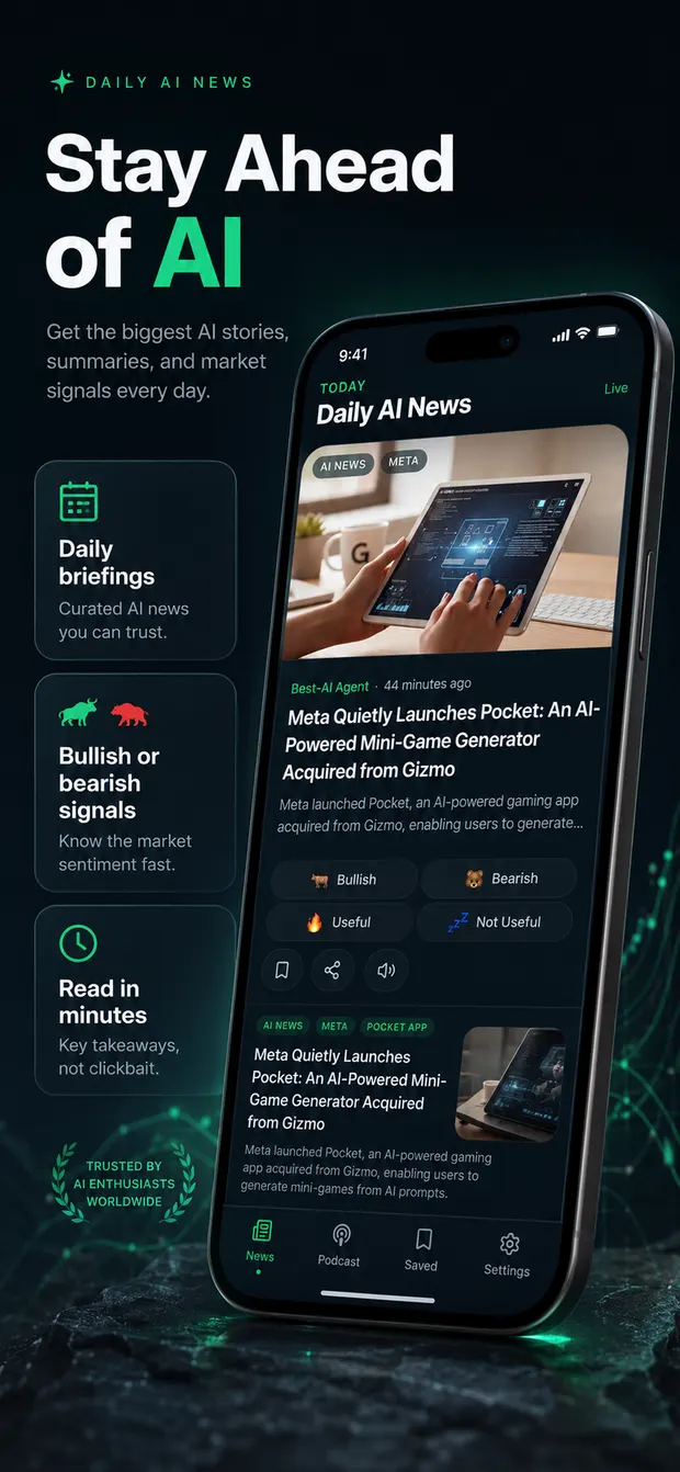 Store artwork: Daily AI News feed with market signals
